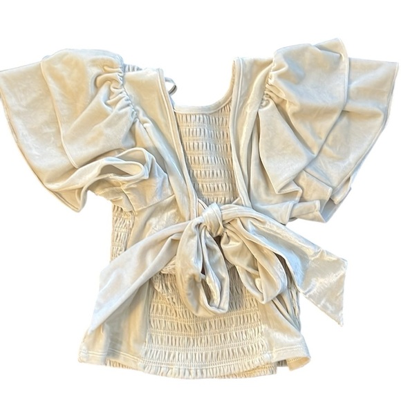 Evolutionary Elegant Ivory Cream Puff Sleeve Top Size Medium - Picture 6 of 6